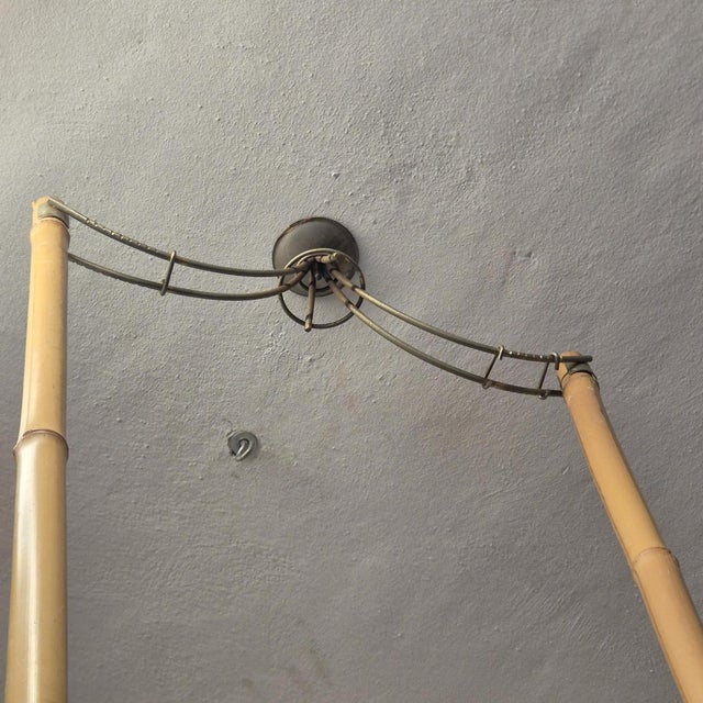 Vintage Bamboo and Metal Floor-Standing Plant Holder from Vivai Del Sud, 1960s For Sale - Image 6 of 9