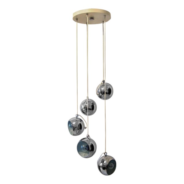 Italian Chrome Globe Pendant by Harvey Guzzini, 1965 For Sale
