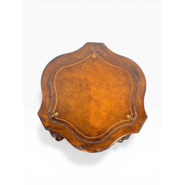 Marge Carson Vintage Three-Tier Accent Table With Carved Details and Gilt Accents For Sale - Image 4 of 10