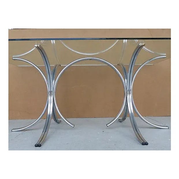 Vintage Tubular Chrome & Glass Dining Table For Sale - Image 4 of 9