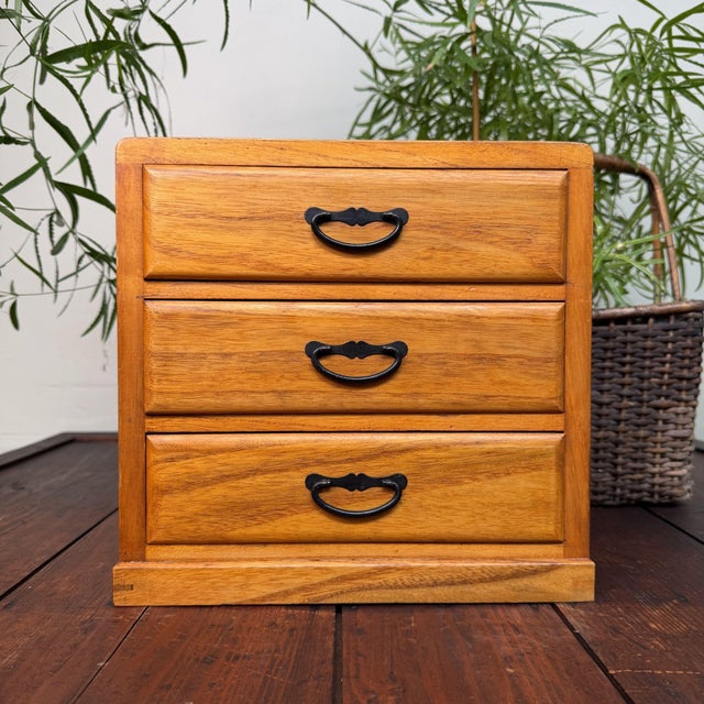 Contemporary Small Vintage Japanese Chest of 3 Drawers, 1970s For Sale - Image 3 of 9