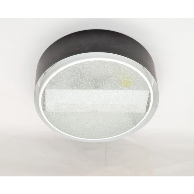 Mid-Century Modern 1 of 2 Raak Amsterdam Metal & Frosted Textured Glass Flush Mount Ceiling Light For Sale - Image 3 of 13