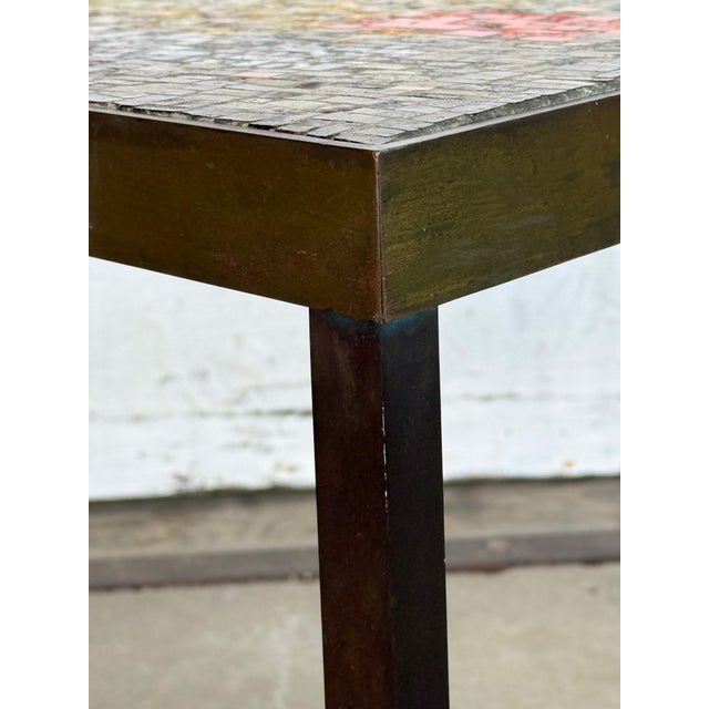 Mid-Century Modern Bronze and Murano Glass Mosaic Trapezoid Side Table in the Manner of Mosaic House / Vladimir Kagan For Sale - Image 9 of 12