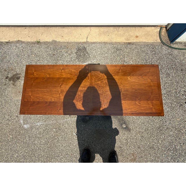 Mid-Century Modern Walnut Low Media Console With Sliding Doors For Sale - Image 10 of 12