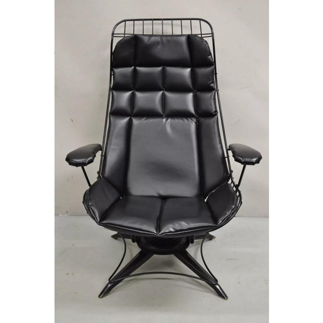 Mid 20th Century Vintage Mid Century Modern Homecrest Tall Swivel Wrought Iron Black Lounge Chair For Sale - Image 11 of 11