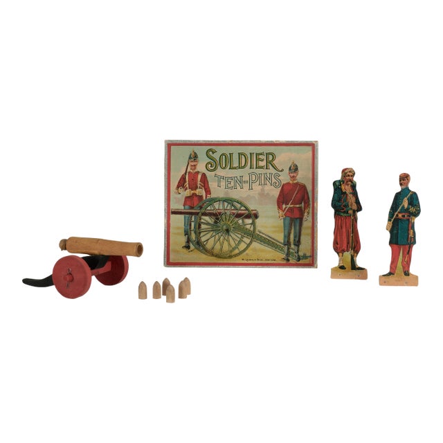 Antique War Game “Soldier Ten-Pins” in the Original Box For Sale