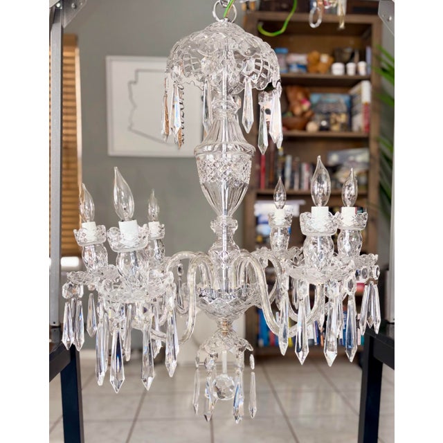 Vintage Waterford Avoca 6 Arm Crystal Chandelier For Sale - Image 12 of 12