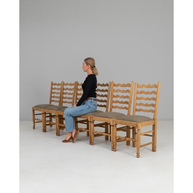 20th Century French Oak Dining Chairs With Upholstered Seats - Set of 6 For Sale - Image 9 of 18