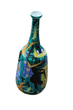 Ceramic Bottle with Abstract Decoration from Castelli, 1961