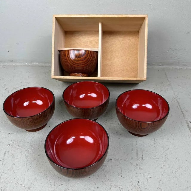 Lacquerware Rice Bowls from Aizu, Japan, 1950s, Set of 5 For Sale - Image 10 of 13