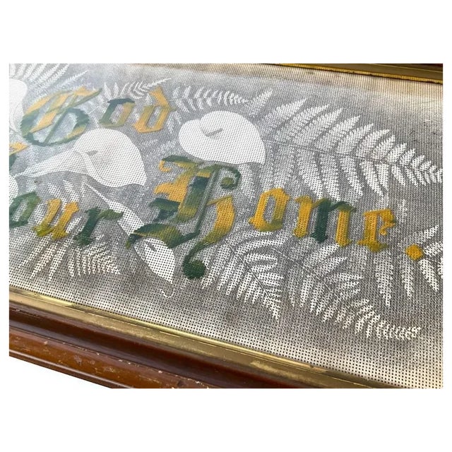 Victorian Antique Victorian Motto Sampler God Bless Our Home, Calla Lily's For Sale - Image 3 of 7