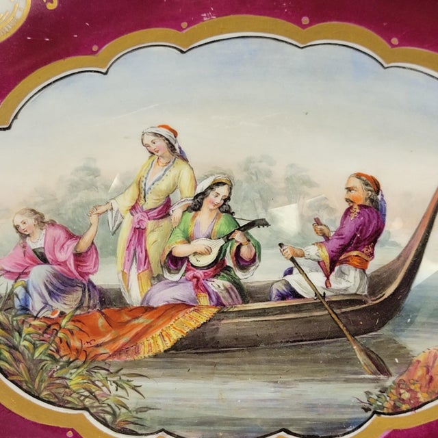 Hollywood Regency Presentation Dish with Twin Handles by Chamberlain's Worcester, 1820 For Sale - Image 3 of 8