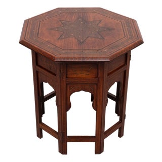 Anglo Indian Hoshiarpur Brass Inlaid Hardwood Coffee Table, 1900s For Sale