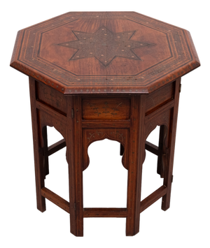 Anglo Indian Hoshiarpur Brass Inlaid Hardwood Coffee Table, 1900s