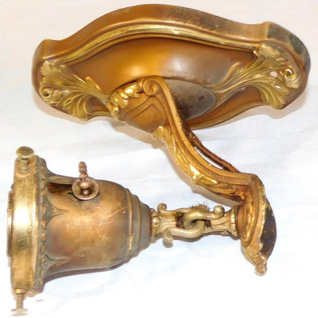 Antique Art Nouveau Lightolier Brass and Milk Glass Ceiling & Wall-Mounted Lights Set For Sale - Image 13 of 18