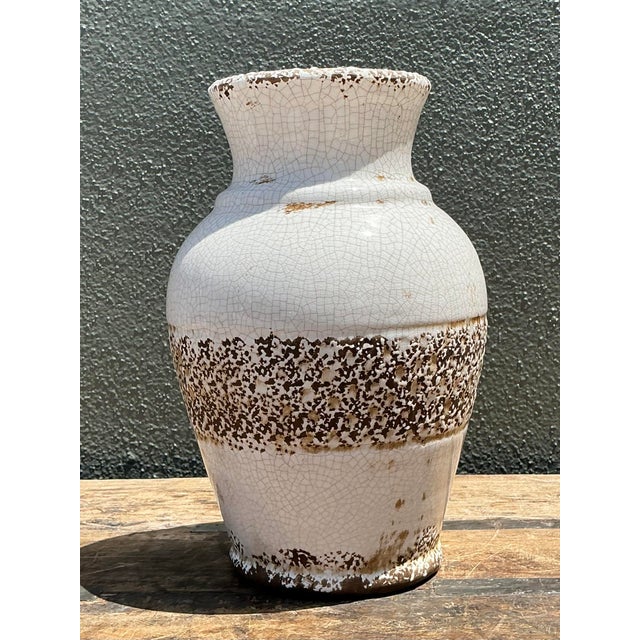 Vintage Crackle Glazed Ceramic Vase For Sale - Image 4 of 12
