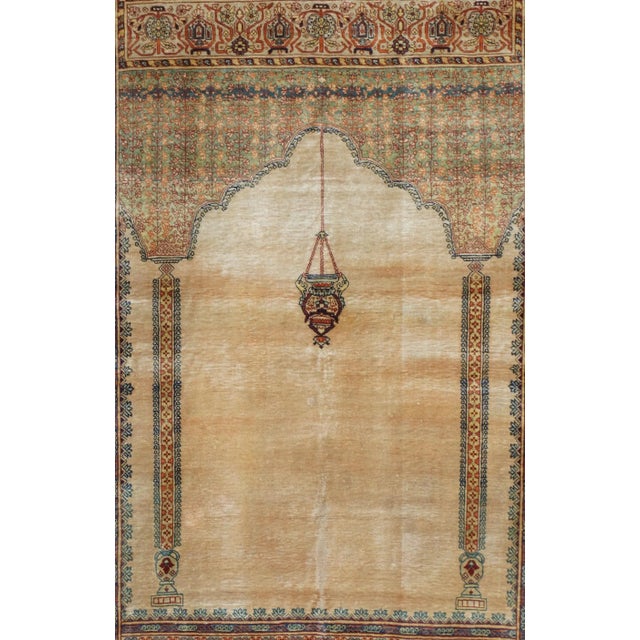 Textile Antique Silk Tabriz Rug 3'9'' X 5'8'' For Sale - Image 7 of 12
