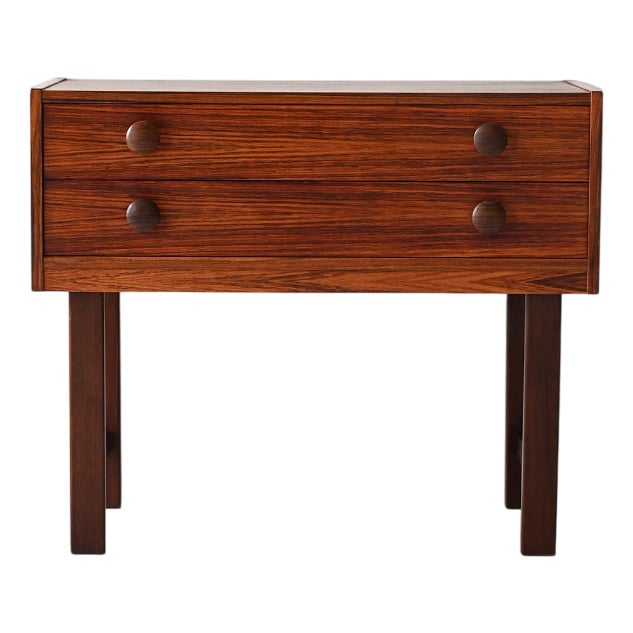 Vintage Scandinavian Rosewood Nightstand with Two Drawers, 1960s For Sale