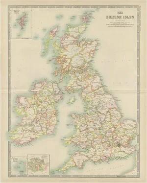 Antique Map of the British Isles by Johnston, 1909