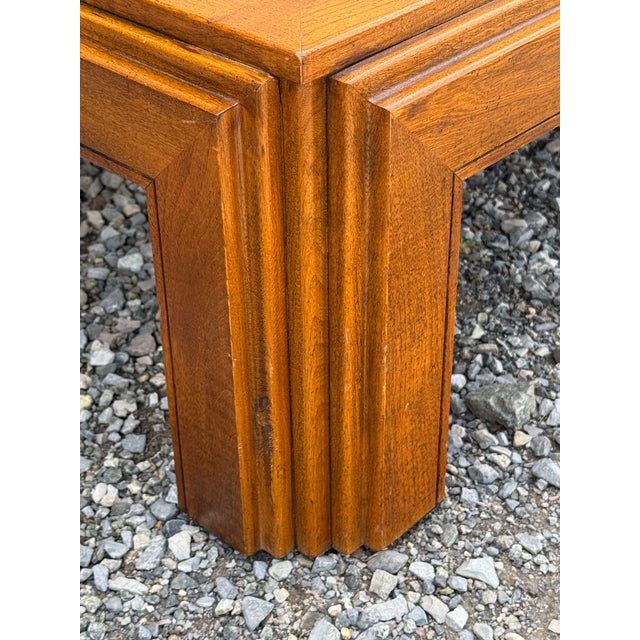 Wood Mid Century Modern Waterfall Edge Cane and Glass Top Coffee Table For Sale - Image 7 of 11