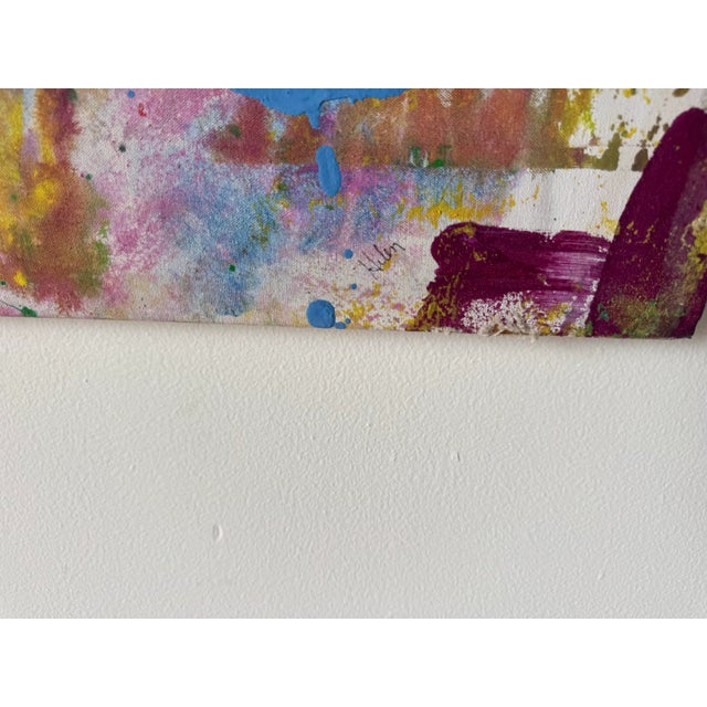 Wood Vintage Helen Stein Expressionist Abstract Acrylic on Canvas Painting, Signed/ Sold For Sale - Image 7 of 12