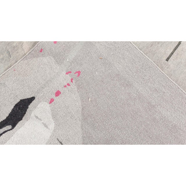 Early 21st Century Handmade Grey, Ivory, Pink Splatter Rug by Eskayel for Doris Leslie Blau For Sale - Image 5 of 12