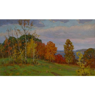 Original Autumn Landscape Oil Painting, Impressionism, Ukrainian 75-125 For Sale