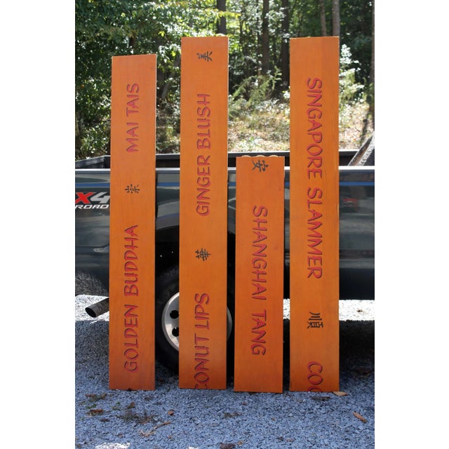 Cinnamon Mid 20th Century Mid-Century Tiki Bar Cocktail Sign - Set of 4 For Sale - Image 8 of 8