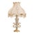 French Crystal Table Lamp – Ornate Gilded Base & Decorative Beaded Fringe Shade For Sale