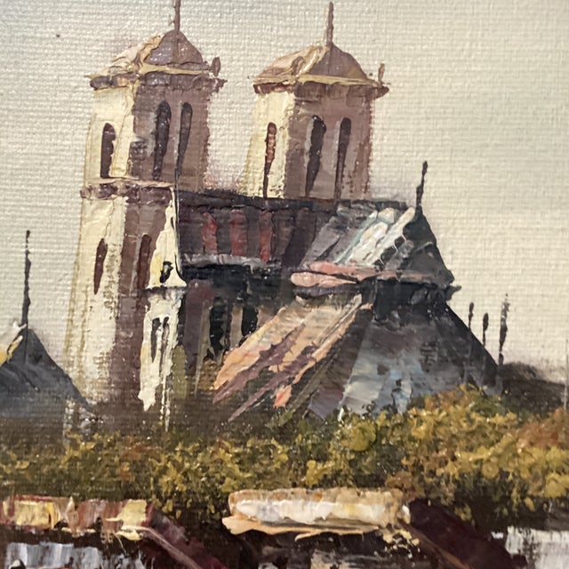 Mid 20th Century Paris City Landscape Market Scenes Oil Painting on Canvas Signed Framed For Sale - Image 9 of 12