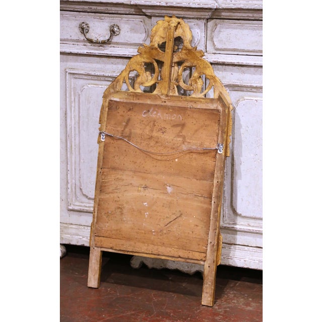 Wood 18th Century French Louis XVI Provencal Giltwood Mirror With Lyre Crest For Sale - Image 7 of 7
