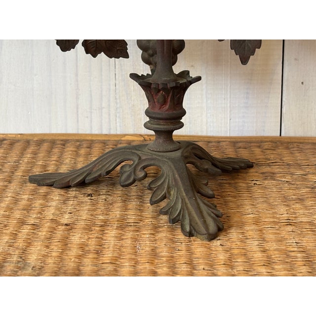 Antique French Iron Candelabra, Grapes and Wheat Motif For Sale - Image 10 of 16