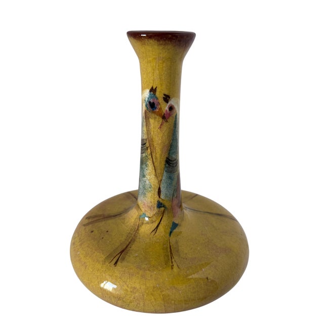 Mid-Century Modern Signed Polia Pillin California Studio Pottery Vase With Whimsical Fantasy Animal Motif 6.5" For Sale - Image 3 of 12
