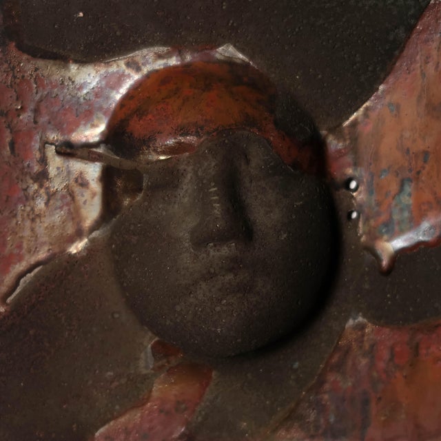 Burnt Umber Late 20th Century Vintage Ceramic Mask Wall Sculpture Signed by Artist Sergio Naduville For Sale - Image 8 of 10