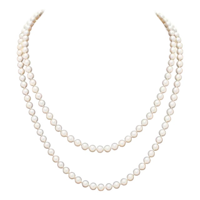 14k Yellow Gold 2-Strand Cultured Pearl Necklace For Sale