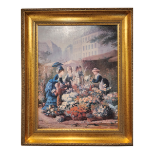 ​Antique French Ornate Gilt Frame Canvas Print: "Parisienne Market" by v.g. Gilbert, House of Troy
