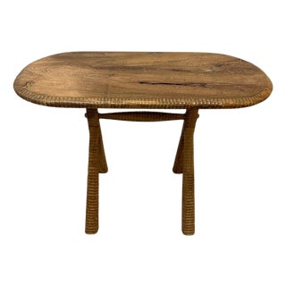 Andrianna Shamaris Midcentury Couture Teak Wood Side Table For Sale