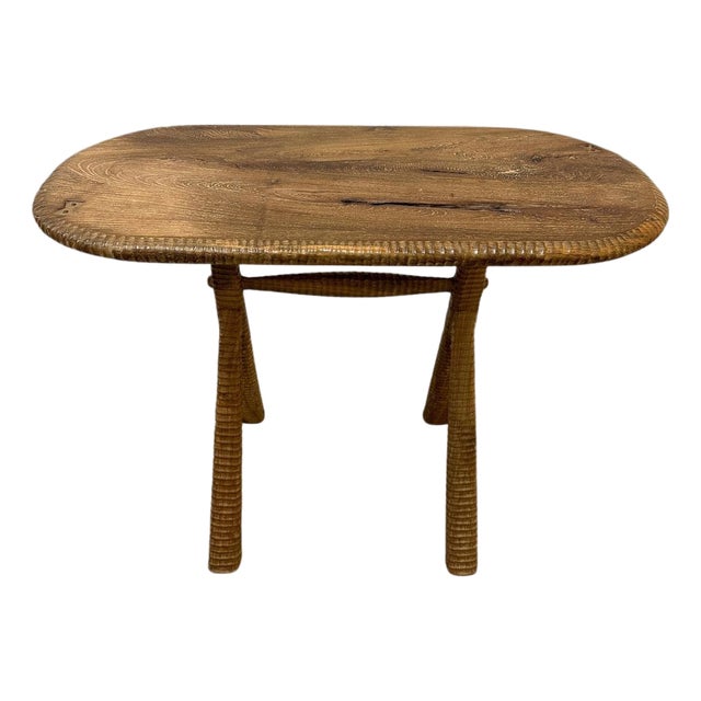 Andrianna Shamaris Midcentury Couture Teak Wood Side Table For Sale