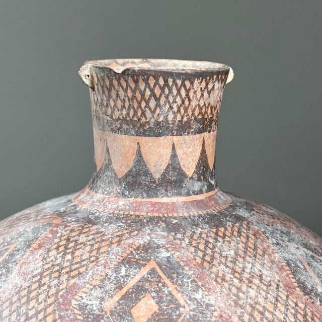 Ancient Monumental Folk Art Majiayao Hand Painted Terracotta Jar For Sale In Philadelphia - Image 6 of 9