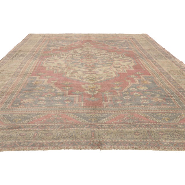 Rustic Vintage Turkish Oushak Rug, 06'11 X 09'09 For Sale - Image 3 of 10