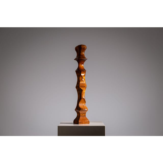 Minimalist Abstract Handcarved Sculpture, 1970s, Wood For Sale - Image 15 of 15