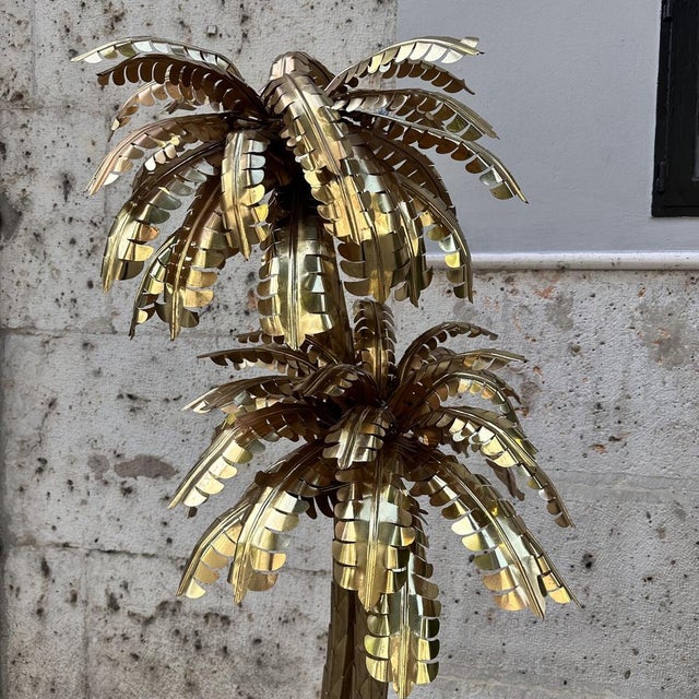 Palm Trees Floor Lamp in Gilt Brass by Christian Techoueyres for Maison Jansen, France, 1970s For Sale - Image 11 of 18