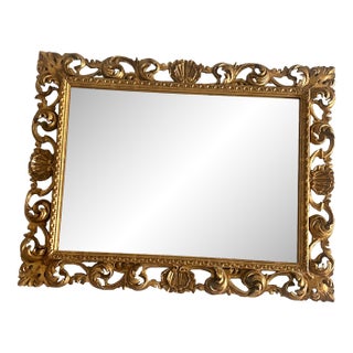 Antique Italian Florentine Giltwood Mirror. For Sale