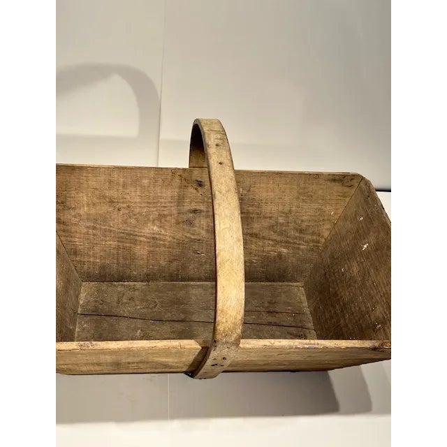 Wood Wooden English Gathering Basket With Wooden Handle - #363 For Sale - Image 7 of 9