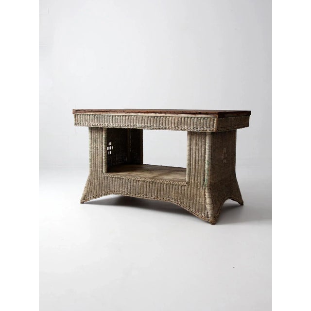 Late 19th Century Antique Wicker Library Table For Sale - Image 5 of 10