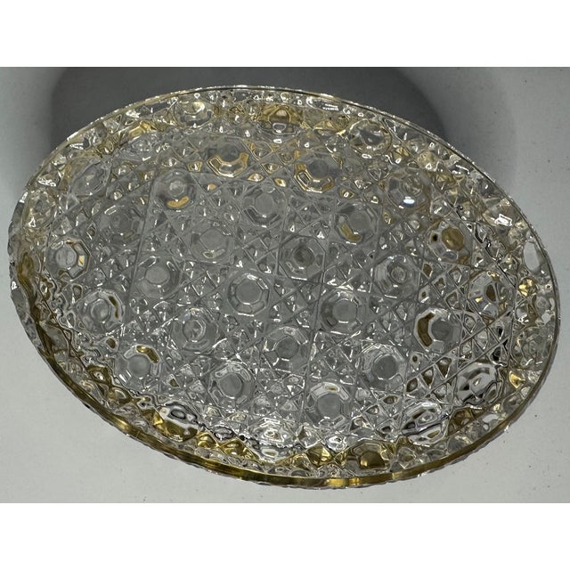 Vintage Cut Crystal Hinged Jewelry Box With Gold Tone Ormolu Mount For Sale - Image 4 of 10