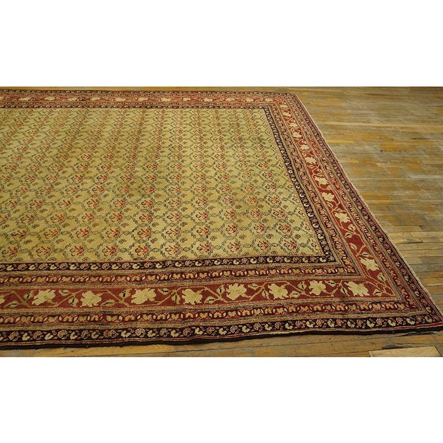 Amazing Ivory Ground & Red Border Allover-Floral Design Antique Indian Agra Rug For Sale In New York - Image 6 of 7