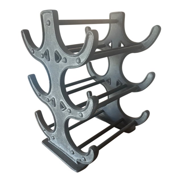 Vintage Cast Iron Wine Rack Attributed to Restoration Hardware (2 Available) For Sale