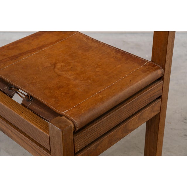 Rationalist French Chairs in Leather and Wood, 1970s, Set of 2 For Sale - Image 9 of 12