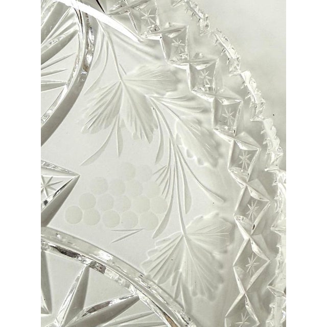 Glass Large Bohemian Hand-Cut Crystal 3-Part Fruit Bowl, 1930s For Sale - Image 7 of 16